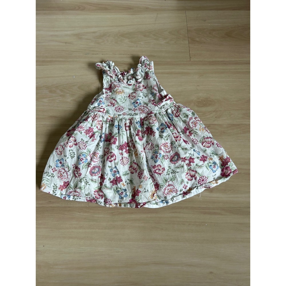 Janie and Jack Girls Floral Ruffle Sleeveless Dress 18-24 Months White Pink